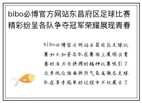 bibo必博官方网站东昌府区足球比赛精彩纷呈各队争夺冠军荣耀展现青春风采